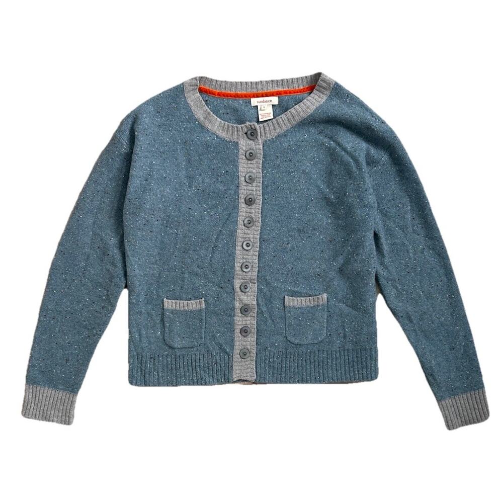 Sundance Teal and Gray Button-Up Cardigan